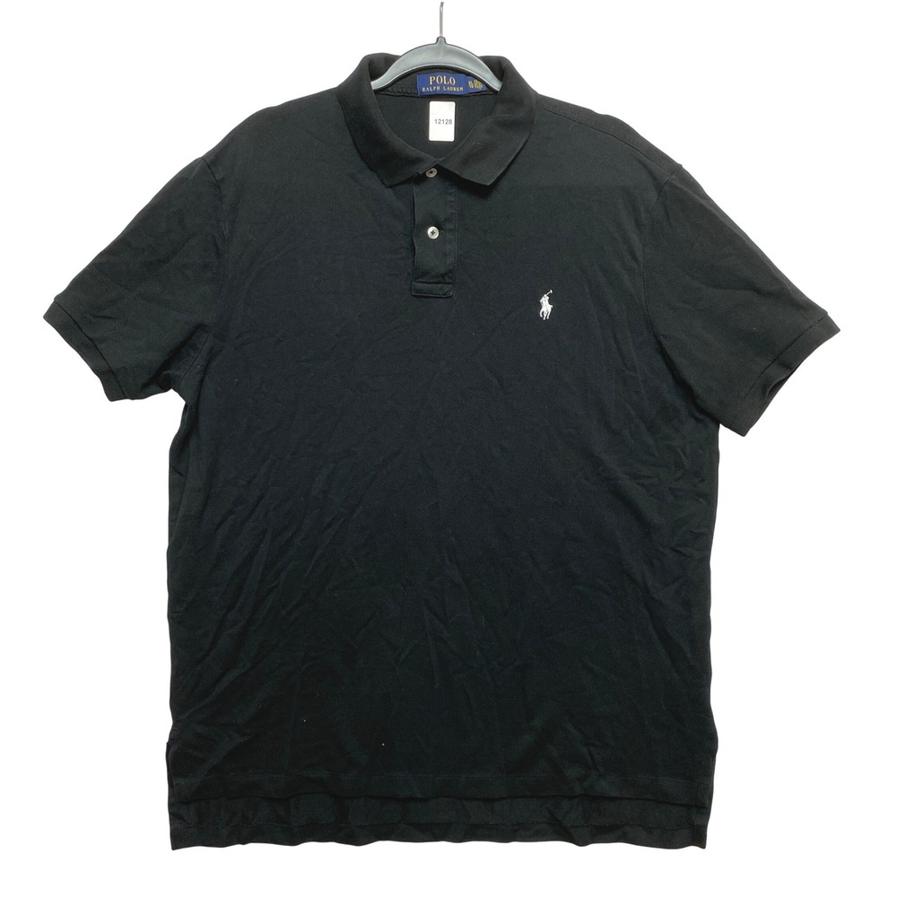 Polo Ralph Lauren Polo Shirt Mens XL Black Short Sleeve Custom Slim Fit Logo